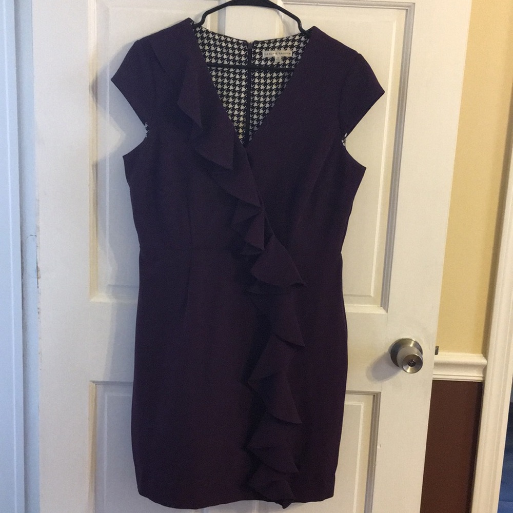 Purple dress with ruffle across the body size 12